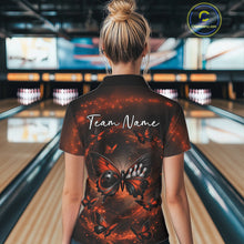 Load image into Gallery viewer, Custom Black And Orange Galaxy Butterfly Bowling Women Quarter-Zip Shirt, Bowlers Outfit IPHW11054