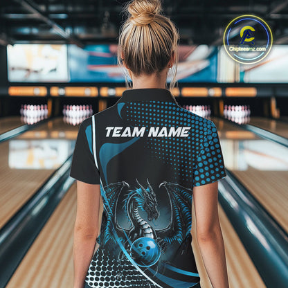 Custom Red Dragon Bowling Jerseys, Mystical Bowling Team Uniform Polo Shirts For Women IPHW9536