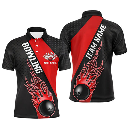 Red Flame Bowling Ball Custom Bowling Shirts For Men And Women, Bowling Team Jerseys IPHW6183