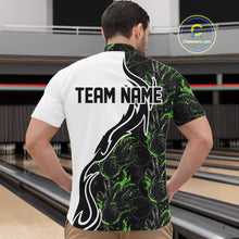 Load image into Gallery viewer, Custom Black And Green Flame Bowling Team Shirts, Bowling League Shirt Men Bowling Jersey IPHW10547