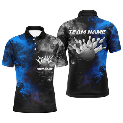 Custom Multi-Color Smoke Bowling Team Shirts For Men And Women, Bowling Polo/ Quarter-Zip Shirts For Bowlers IPHW5931