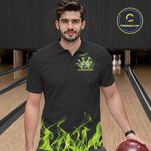 Load image into Gallery viewer, Custom Green Skull Smoke Bowling Team Men Polo Shirts, Halloween Bowling Outfit IPHW9773