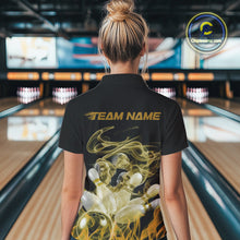 Load image into Gallery viewer, Custom Yellow Skull Smoke Bowling Team Women Quarter-Zip Shirts, Halloween Bowling Outfit IPHW9776