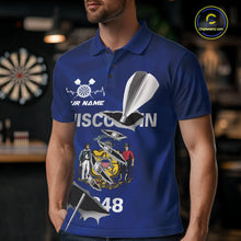 Load image into Gallery viewer, Custom Wisconsin State Flag Silver Dart Steel Tip Dart Men Polo Shirt, Dart Team Jerseys IPHW10560