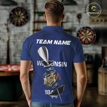 Load image into Gallery viewer, Custom Wisconsin State Flag Silver Dart Steel Tip Dart Men Polo Shirt, Dart Team Jerseys IPHW10560