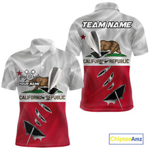 Load image into Gallery viewer, Custom California State Flag Silver Dart Steel Tip Dart Men Polo Shirt, Dart Team Jerseys IPHW10561