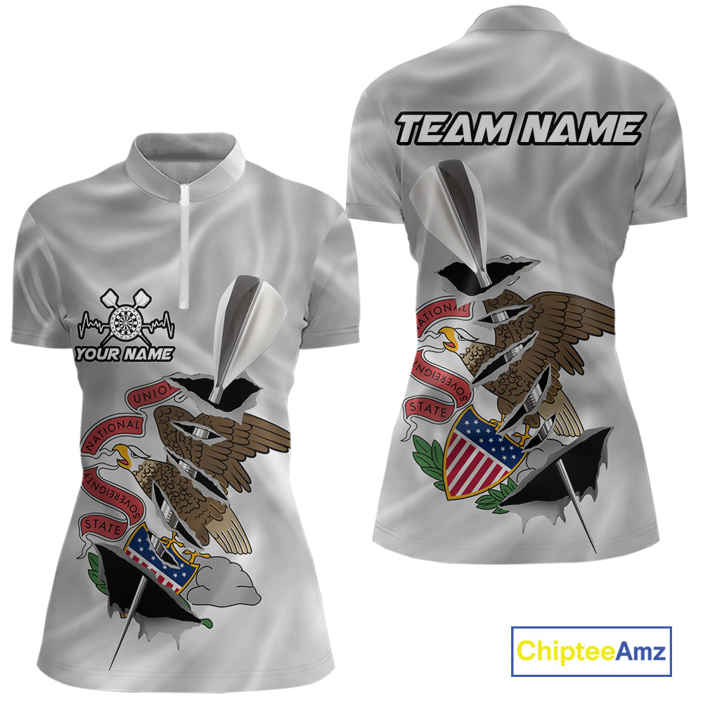 Custom Illinois State Flag Silver Dart Steel Tip Dart Women Shirt, Dart Team Jerseys IPHW10565