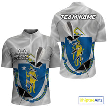 Load image into Gallery viewer, Custom Massachusetts State Flag Silver Dart Steel Tip Dart Men Quarter-Zip Shirt, Dart Jerseys IPHW10567