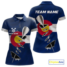 Load image into Gallery viewer, Custom Colorado State Flag Silver Dart Steel Tip Dart Women Polo Shirt, Dart Team Jerseys IPHW10568
