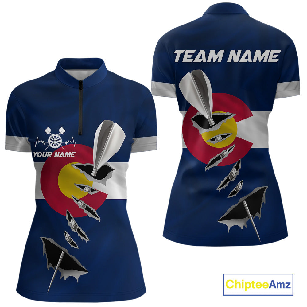 Custom Colorado State Flag Silver Dart Steel Tip Dart Women Shirt, Dart Team Jerseys IPHW10568
