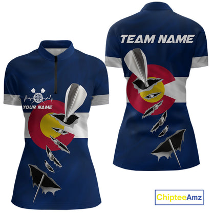 Custom Colorado State Flag Silver Dart Steel Tip Dart Women Shirt, Dart Team Jerseys IPHW10568