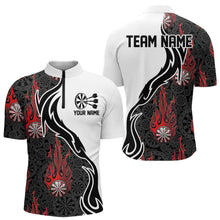 Load image into Gallery viewer, Black And Red Flame Dartboad Custom Dart Quarter-Zip Shirts For Men, Dart Tournament Team Shirt IPHW8500