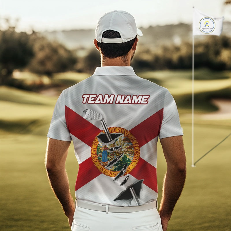 Custom Florida State Flag Golf Club Patriotic Golf Team Shirt For Men, Golfer Outfits IPHW10580