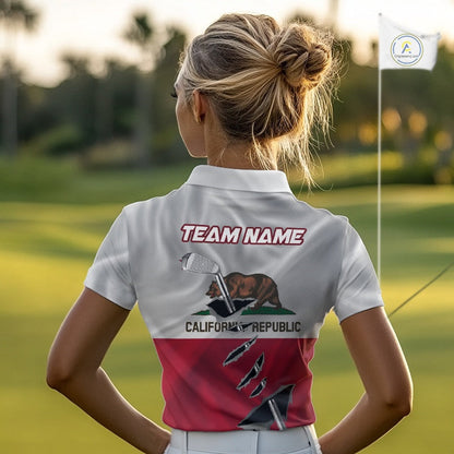 Custom California State Flag Golf Club Golf Team Shirt For Women, Golfer Outfits IPHW10581