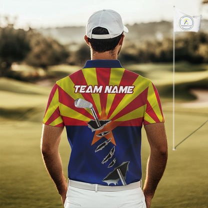 Custom Arizona State Flag Golf Club Patriotic Golf Team Shirt For Men, Golfer Outfits IPHW10583