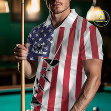 Load image into Gallery viewer, Custom US Flag Silver Billiard Cue Patriotic Billiard 8 Ball Shirts For Men Team Jerseys IPHW10585