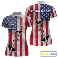 Load image into Gallery viewer, Custom US Flag Silver Billiard Cue Patriotic Billiard 8 Ball Shirts For Women Team Jerseys IPHW10585