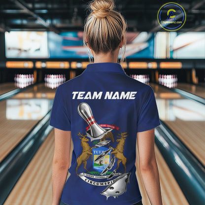 Custom Michigan State Flag Silver Bowling Ball And Pin Patriotic Bowling Shirts For Women IPHW10589