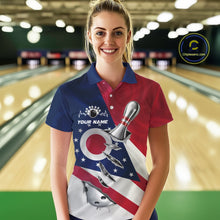 Load image into Gallery viewer, Custom Ohio State Flag Silver Bowling Ball And Pin Patriotic Bowling Shirts For Women IPHW10590