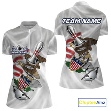 Load image into Gallery viewer, Custom Illinois State Flag Silver Bowling Ball And Pin Patriotic Bowling Shirt For Women IPHW10591