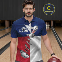 Load image into Gallery viewer, Custom Texas State Flag Silver Bowling Ball And Pin Patriotic Bowling Shirts For Men IPHW10592
