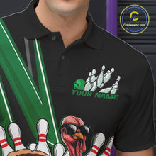 Load image into Gallery viewer, Black And Green Custom Funny Turkey Bowling Men Shirts, Bowling League Team Shirt IPHW10801