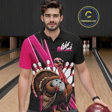 Load image into Gallery viewer, Black And Pink Custom Funny Turkey Bowling Men Shirts, Bowling League Team Shirt IPHW10803