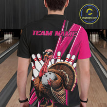 Load image into Gallery viewer, Black And Pink Custom Funny Turkey Bowling Men Shirts, Bowling League Team Shirt IPHW10803