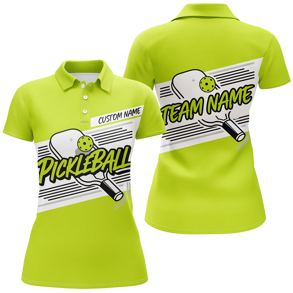Personalized Women's Pickleball Polo Shirts, Pickleball Tournament Shirts For Team | Green IPHW6705