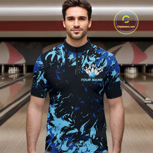 Load image into Gallery viewer, Custom Blue Camo Men Bowling League Shirt, Bowlers Jerseys Bowling Tournament Outfit IPHW10617