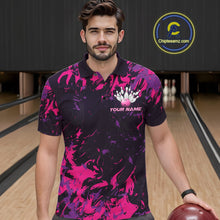 Load image into Gallery viewer, Custom Purple And Pink Camo Men Bowling League Shirt, Bowlers Jerseys Tournament Outfit IPHW10621