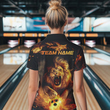 Load image into Gallery viewer, Custom Fire Flame Lion Bowling Quarter-Zip Shirts For Women, Bowling Team Uniform IPHW8980