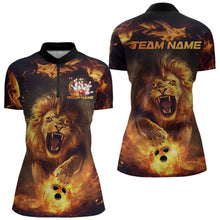 Load image into Gallery viewer, Custom Fire Flame Lion Bowling Quarter-Zip Shirts For Women, Bowling Team Uniform IPHW8980
