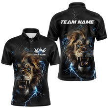 Load image into Gallery viewer, Custom Blue Thunder Lightning Lion Bowling Team Men Polo Shirts, Lion Bowling League Shirt IPHW8985