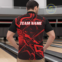 Load image into Gallery viewer, Custom Black And Red Lightning Crack Modern Bowling Team Quarter-Zip Shirt For Men And Women IPHW11097