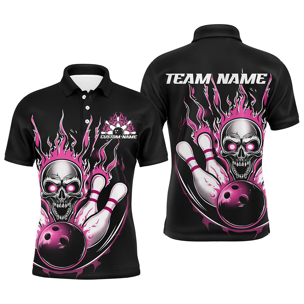 Custom Multi-Color Flame Skull Bowling Team Shirts For Men And Women, Flaming Bowling Jerseys Bowlers Outfit IPHW6555