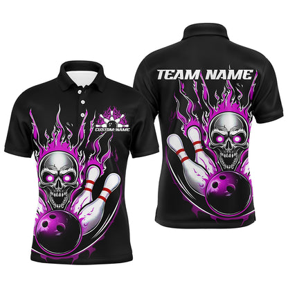Custom Multi-Color Flame Skull Bowling Team Shirts For Men And Women, Flaming Bowling Jerseys Bowlers Outfit IPHW6555