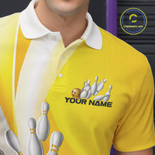 Load image into Gallery viewer, Custom Gold Bowling Polo Shirts For Men, Bowling Team Shirt Bowlers Outfit IPHW9230