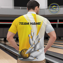 Load image into Gallery viewer, Custom Gold Bowling Quarter-Zip Shirts For Men, Bowling Team Shirt Bowlers Outfit IPHW9230