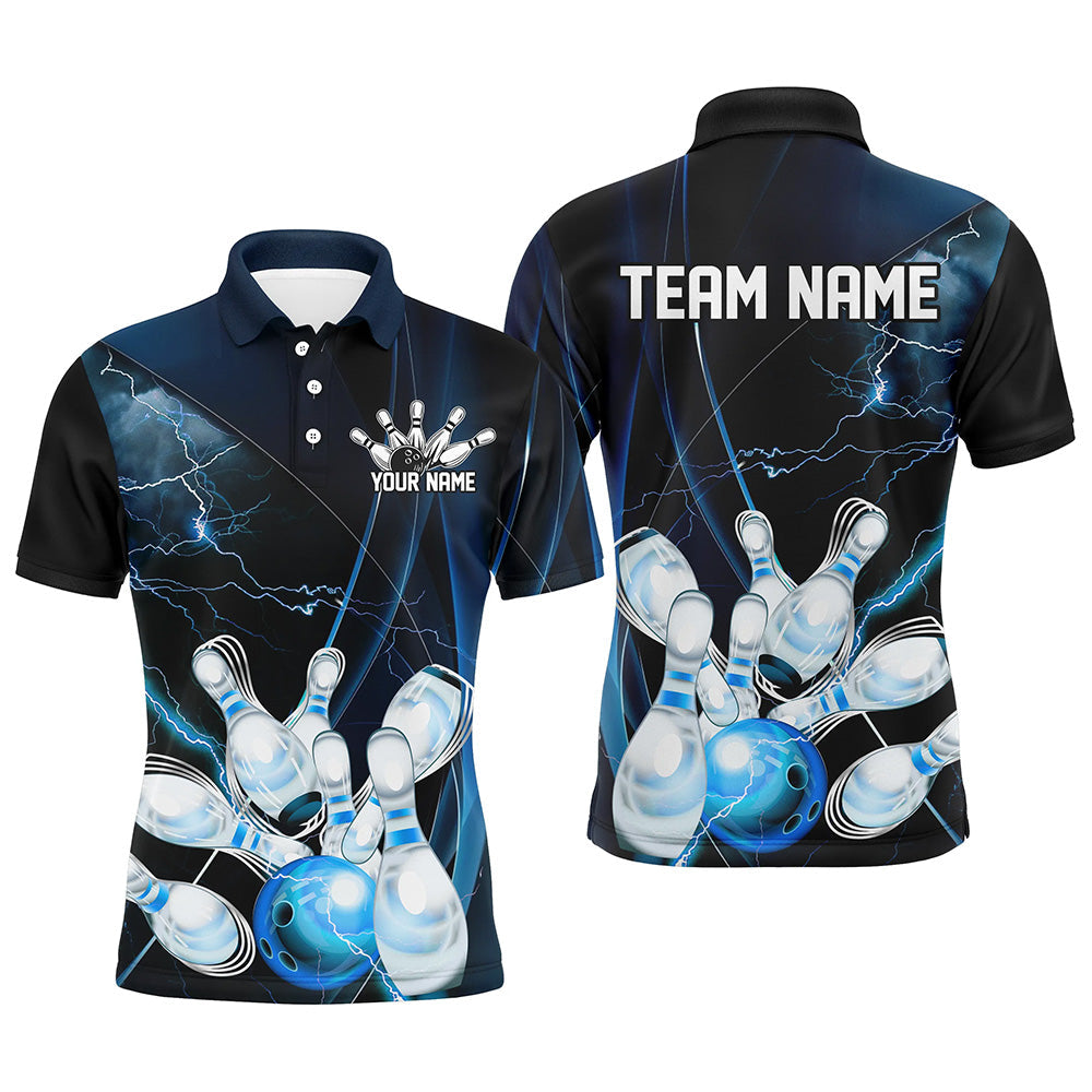 Blue Thunder Lightning Custom Bowling Shirts For Men, Bowling Uniform Bowling League Shirt IPHW7294