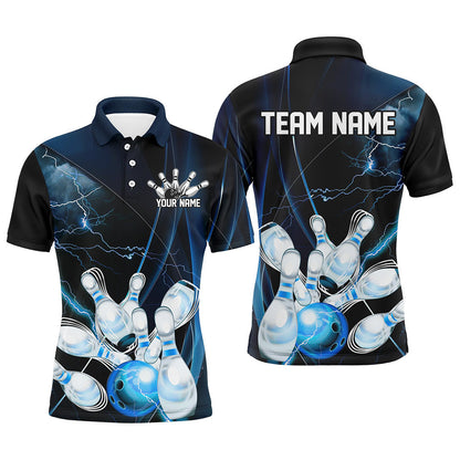 Blue Thunder Lightning Custom Bowling Shirts For Men, Bowling Uniform Bowling League Shirt IPHW7294