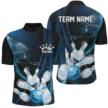 Blue Thunder Lightning Custom Bowling Shirts For Men, Bowling Uniform Bowling League Shirt IPHW7294