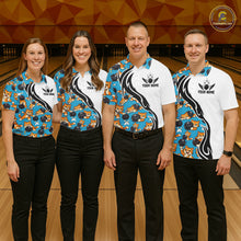 Load image into Gallery viewer, Custom Cute Funny Ginger Tabby Cat Bowling Men Polo Shirts, Cat Bowling Team Shirt IPHW10320