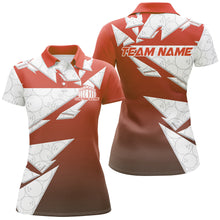 Load image into Gallery viewer, Custom White And Orange Bowling Team Womens Polo Shirt, Bowling Ball Pattern Bowlers Outfit IPHW8743