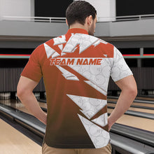 Load image into Gallery viewer, Custom White And Orange Bowling Team Men Quarter-Zip Shirts, Bowling Ball Pattern Bowlers Outfit IPHW8743