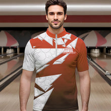 Load image into Gallery viewer, Custom White And Orange Bowling Team Men Quarter-Zip Shirts, Bowling Ball Pattern Bowlers Outfit IPHW8743