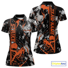 Load image into Gallery viewer, Custom Orange And Gray Camo Strike Bowling Women Polo Team Shirts, Strike Bowling Jersey IPHW9244