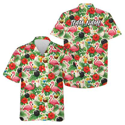 Custom Tropical Plants And Flamingo Hawaiian Bowling Shirt For Men And Women IPHW10851