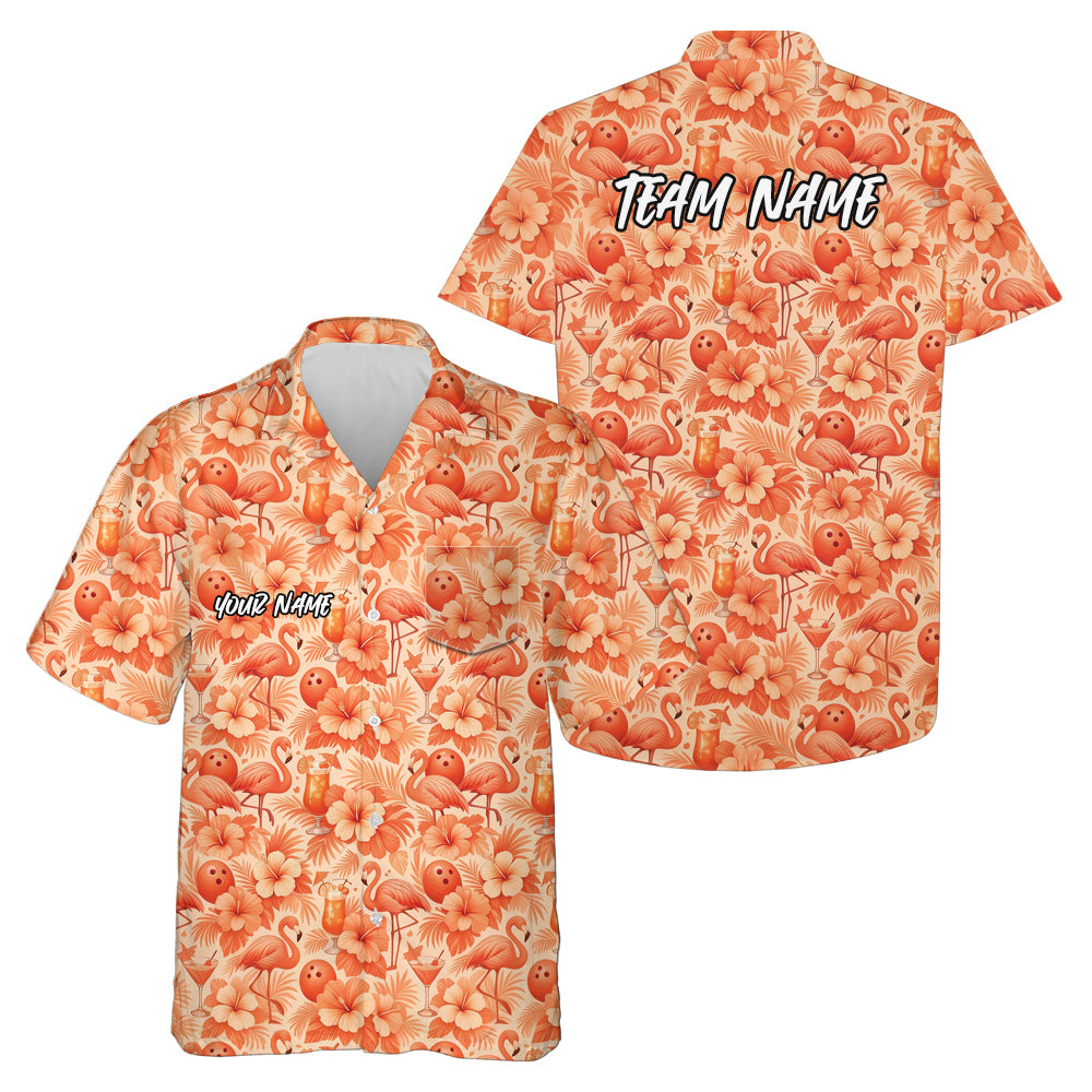 Custom Tropical Plants And Flamingo Hawaiian Bowling Shirt For Men And Women IPHW10857