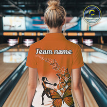 Load image into Gallery viewer, Custom Orange Gradient Butterfly Bowling Team Women Quarter-Zip Shirts, Bowlers Outfit IPHW9010